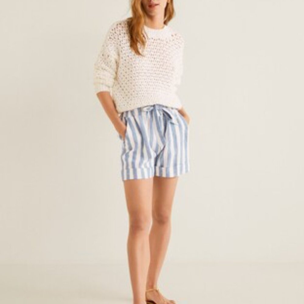 Mango Linen High-Waist Shorts - Picture 1 of 5